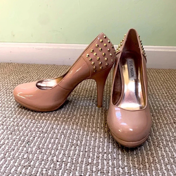 Steve Madden Gold Studded Heels - Picture 1 of 10